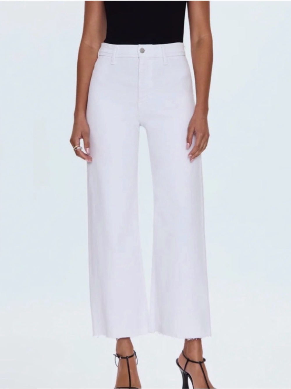 PISTOLA “Lana” High-Rise Wide-Leg High-Rise Cropped Jeans in White: Sz 30
